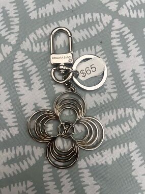 Louis Vuitton style Silver Flower Keychain Charm